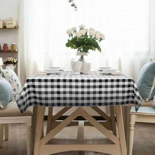 10 Pcs 52" x 52" Square Polyester Plaid Dinner Tablecloth-Black