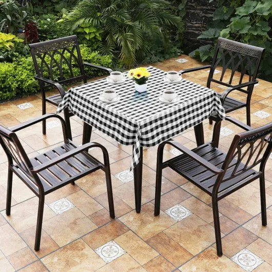 10 Pcs 52" x 52" Square Polyester Plaid Dinner Tablecloth-Black