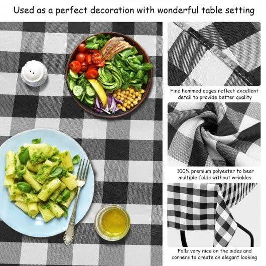 10 Pcs 52" x 52" Square Polyester Plaid Dinner Tablecloth-Black