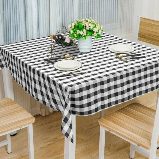 10 Pcs 52" x 52" Square Polyester Plaid Dinner Tablecloth-Black