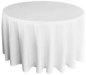 108 inch White Round Polyester - Rent
