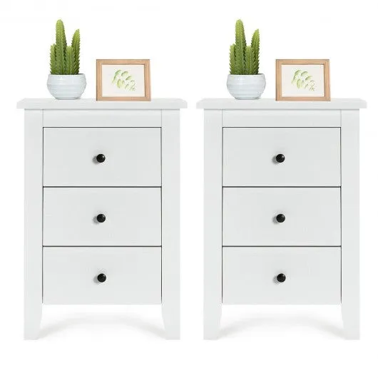 2 pcs Nightstand End Beside Table Drawers