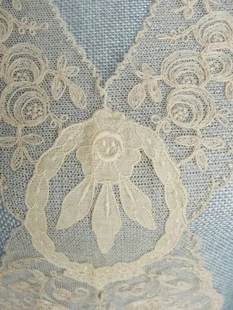 20s ART DECO French Lace Ladies Collar Intricate ROSES Lace Pattern Tambour Embroidery Downton Abbey Great Gatsby Flapper Bridal Gown Lace