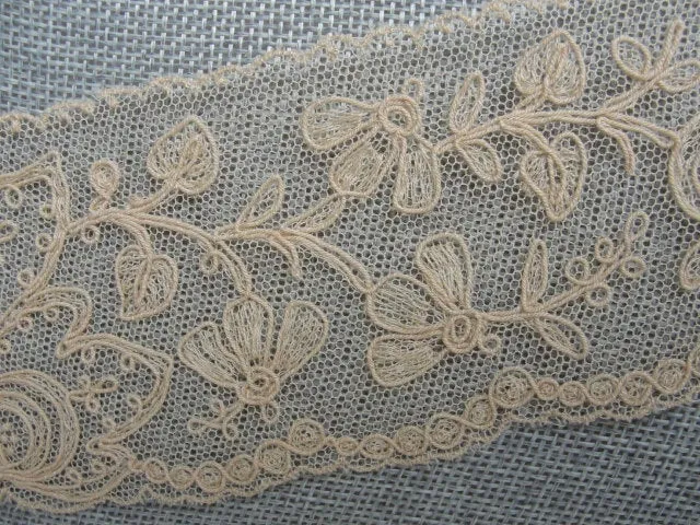 20s ART DECO French Lace Ladies Collar Intricate ROSES Lace Pattern Tambour Embroidery Downton Abbey Great Gatsby Flapper Bridal Gown Lace