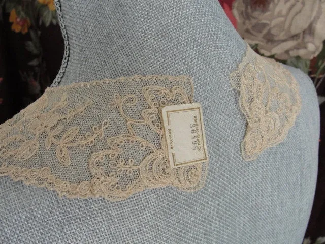 20s ART DECO French Lace Ladies Collar Intricate ROSES Lace Pattern Tambour Embroidery Downton Abbey Great Gatsby Flapper Bridal Gown Lace