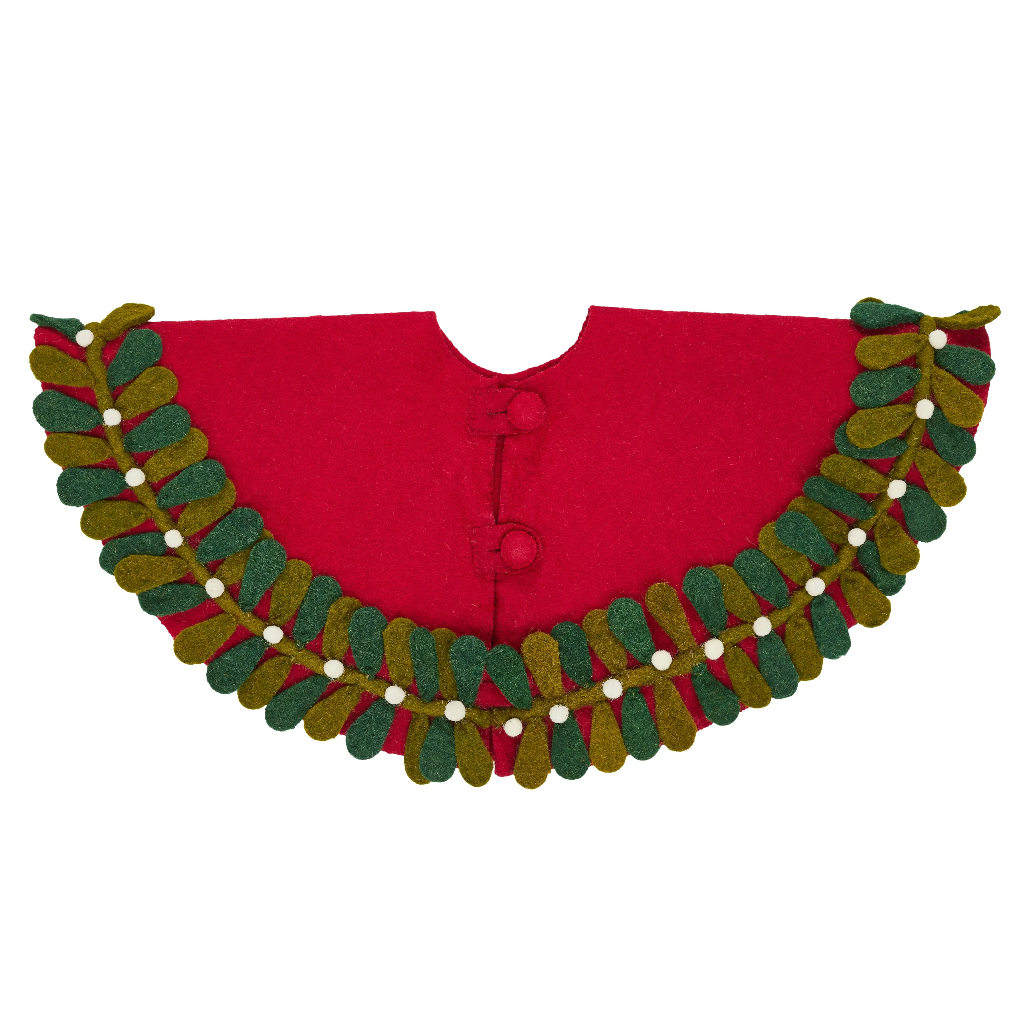 26"  - Mistletoe Border on Red  Mini Tree Skirt"