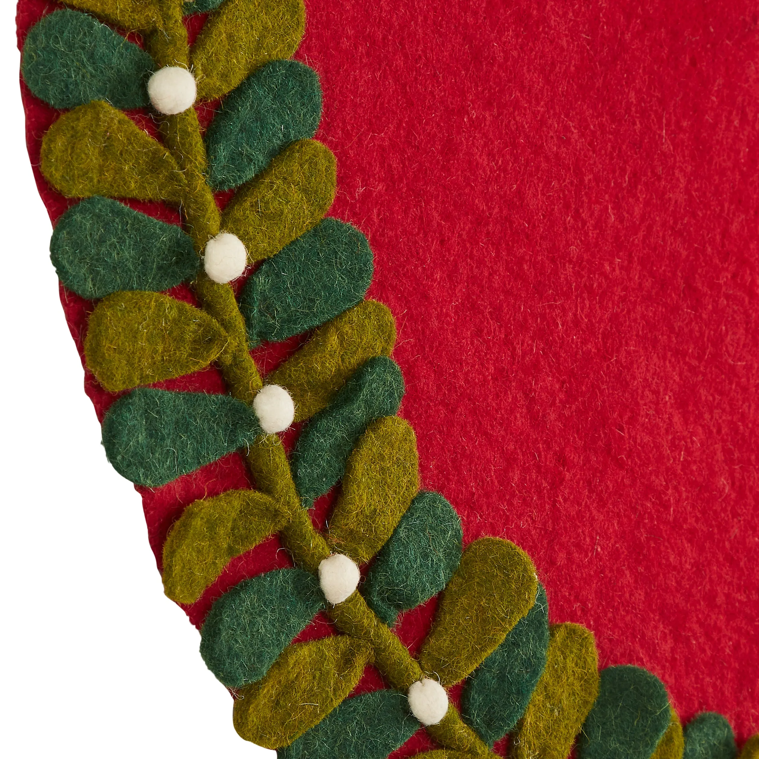 26"  - Mistletoe Border on Red  Mini Tree Skirt"