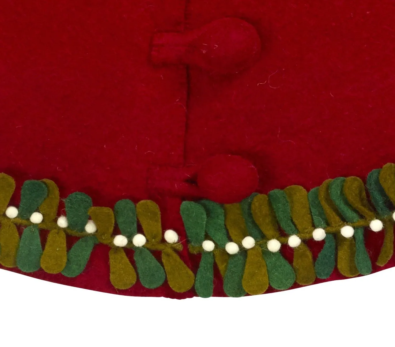 26"  - Mistletoe Border on Red  Mini Tree Skirt"
