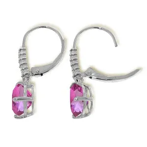 3.15 Carat 14K Solid White Gold Make The Most Pink Topaz Diamond Earrings