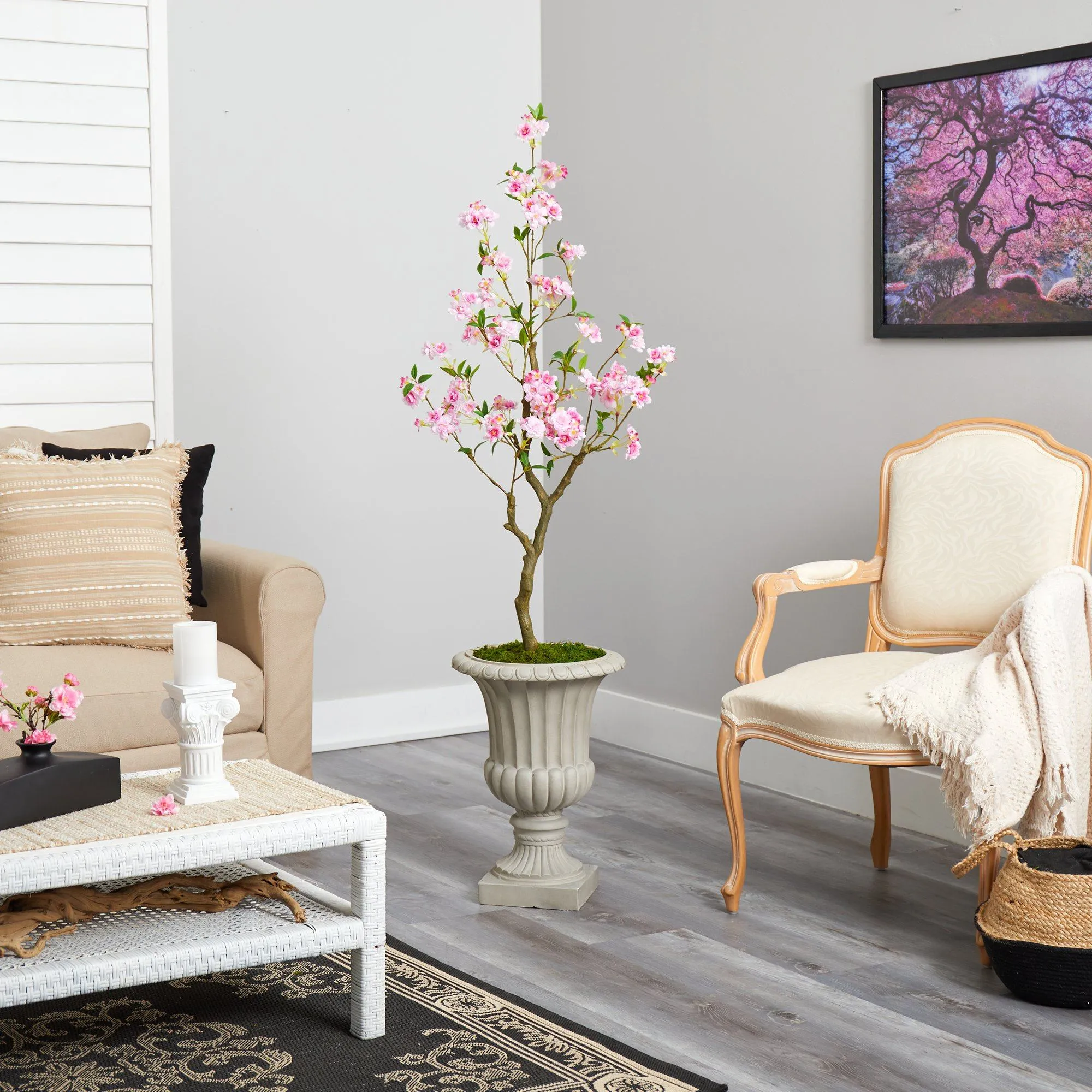 5’ Cherry Blossom Artificial Tree in Sand Finished Urn