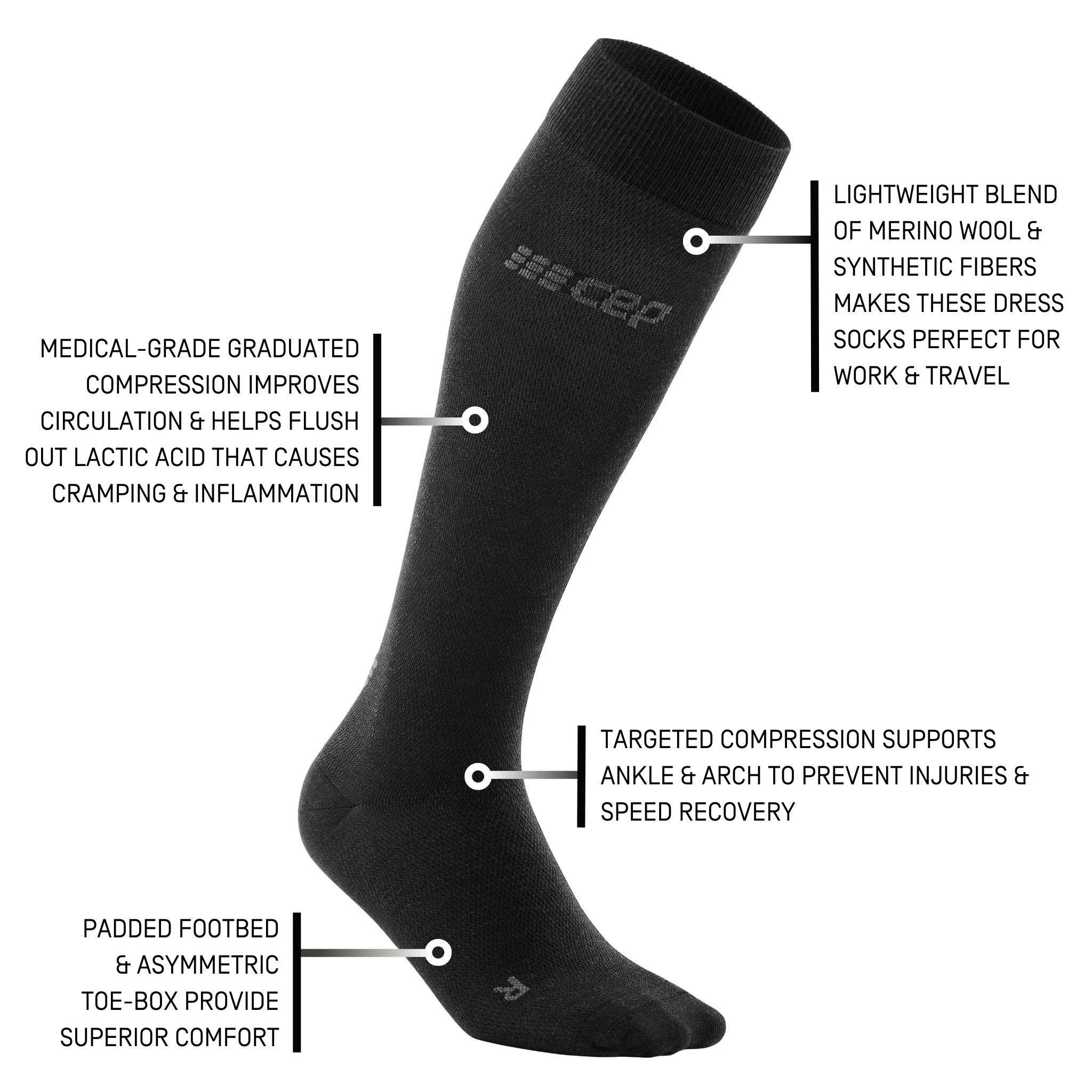 Allday Merino Tall Compression Socks, Men