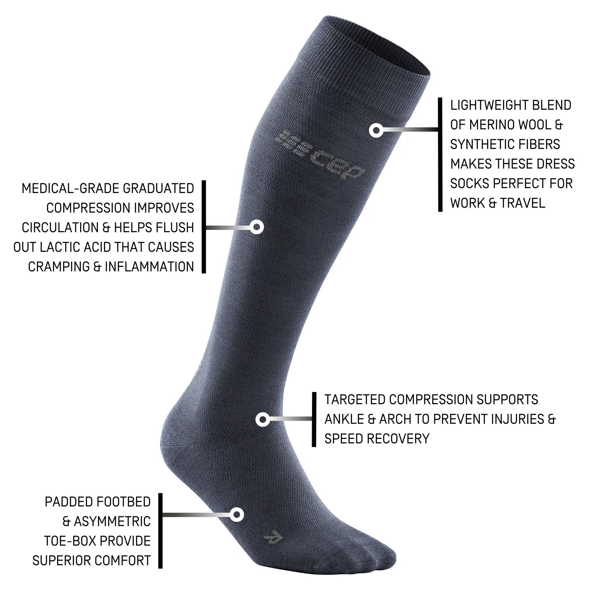 Allday Merino Tall Compression Socks, Men
