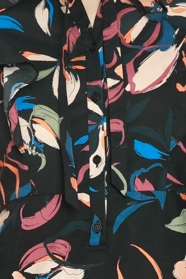 Black Floral Printed Mini Dress