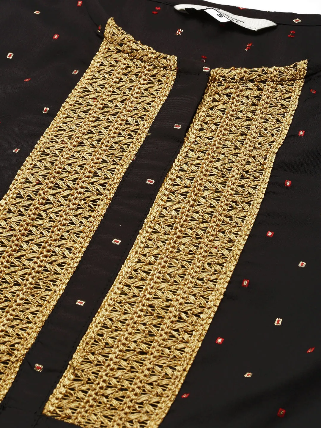 Black Self Design A-Line Kurta