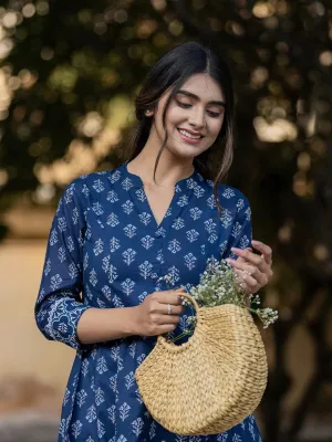Blue Floral Print Cotton Co-Ord Set