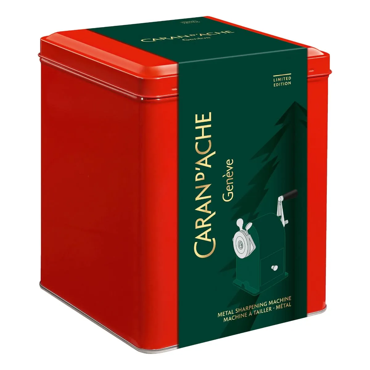 Limited Edition Dark Green CARAN dACHE Metal Rotary Pencil Sharpener with Wonder Forest Design