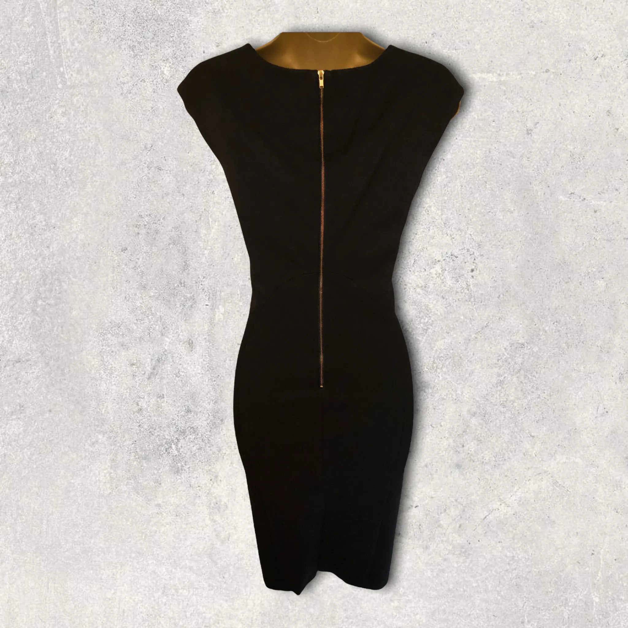 Catherine Maladrino Black Sleeveless Pencil Dress UK 6 US 2 EU 34
