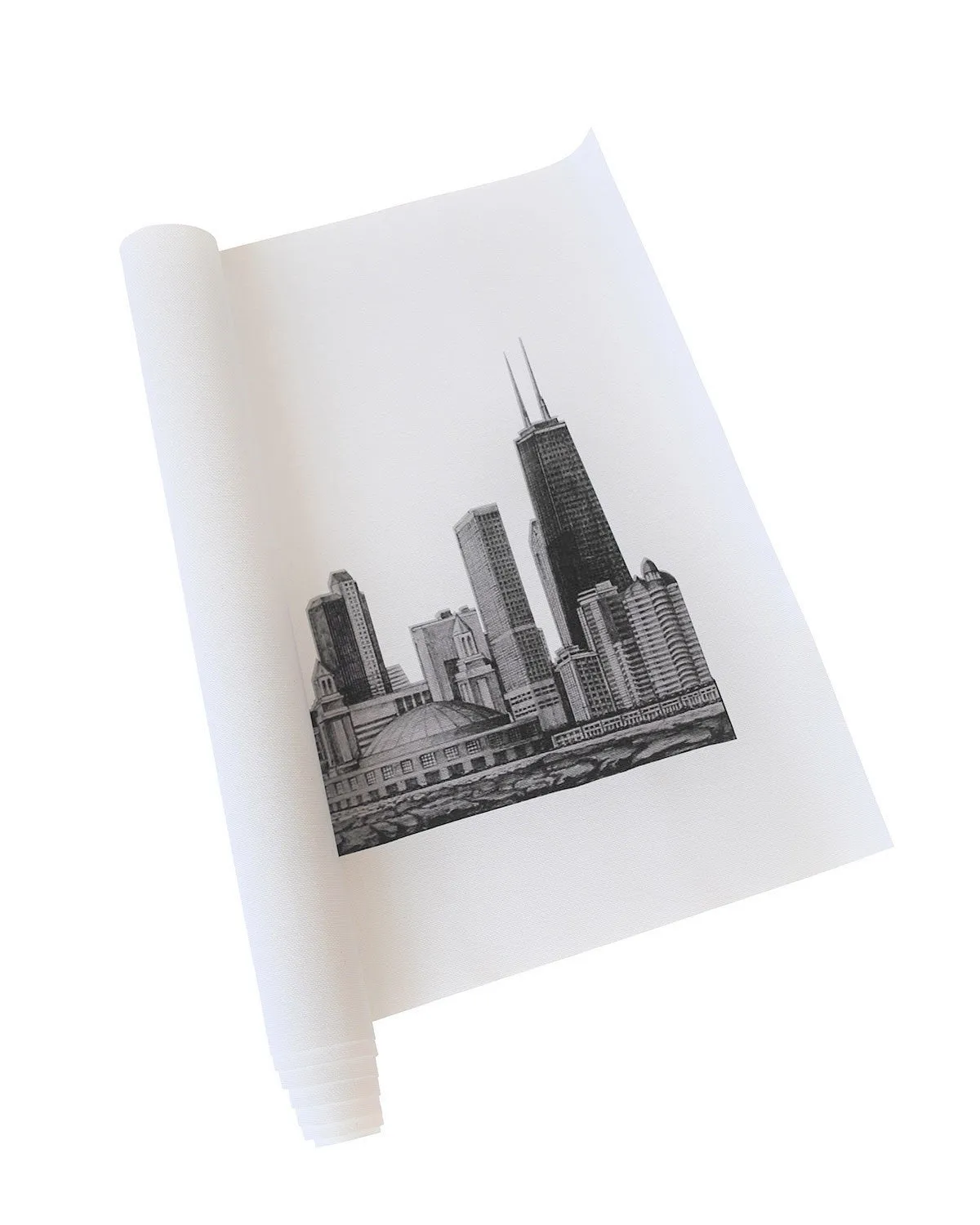 CHICAGO Skyline Canvas Pencil Illustration Giclee Print Rolled