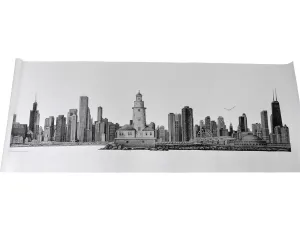 CHICAGO Skyline Canvas Pencil Illustration Giclee Print Rolled