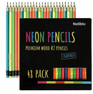 Cool Bulk Neon Pencils - 2 Pre-Sharpened Non-Toxic Wood Pencils For Kids And Adults With
