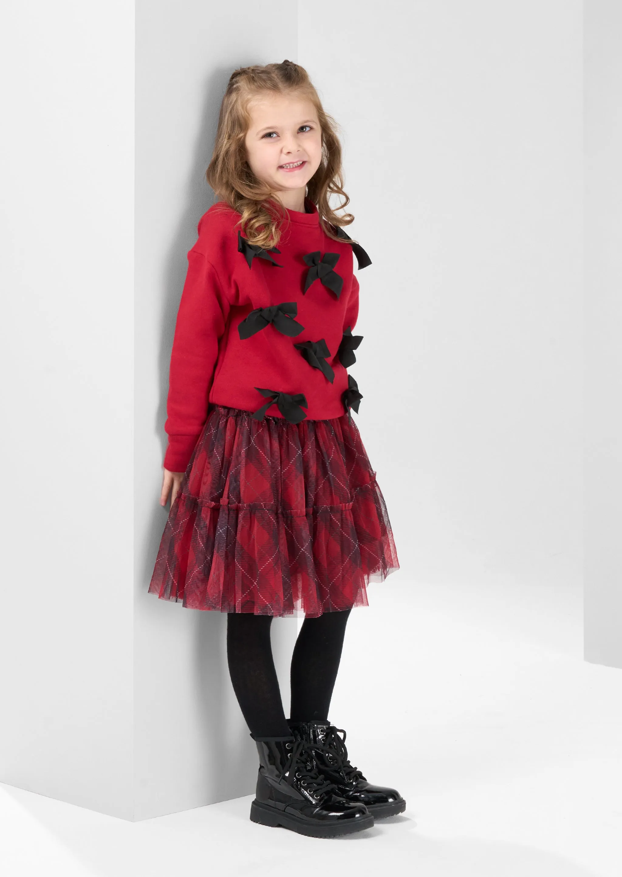 Darby Printed Tartan Mesh Skirt