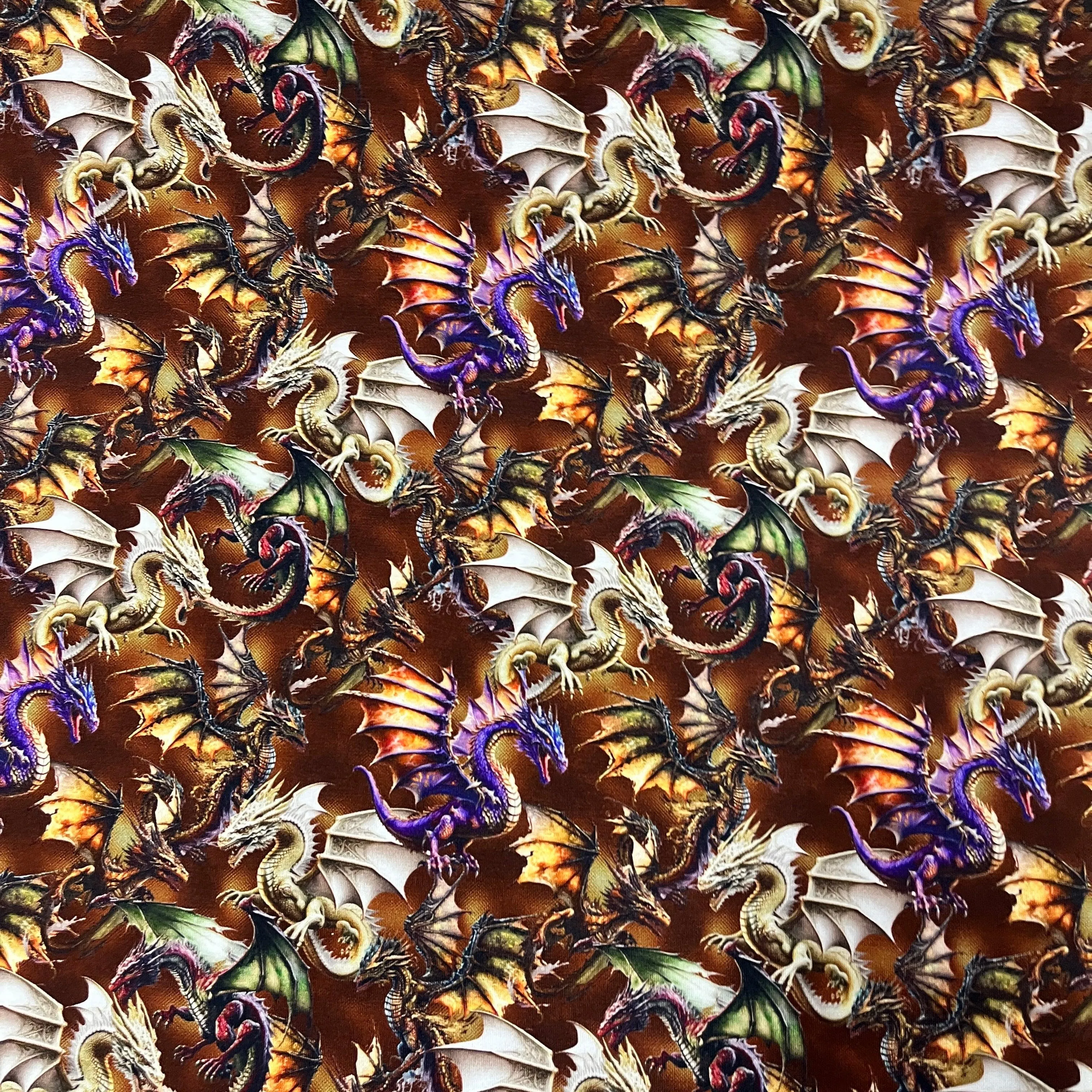 Dragon Toss on Bamboo/Spandex Jersey Fabric