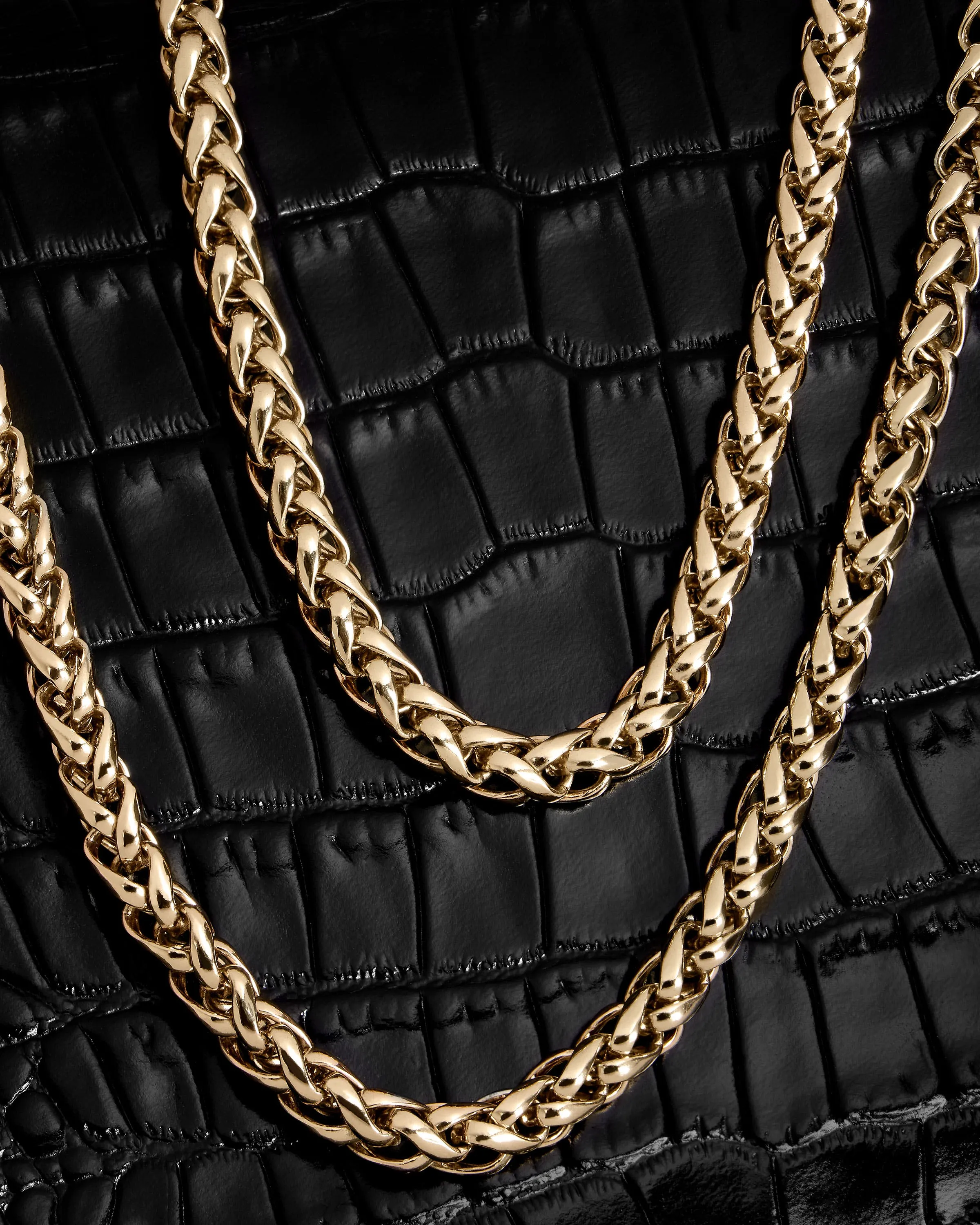 East/West Mini - Croc-Embossed Leather Black