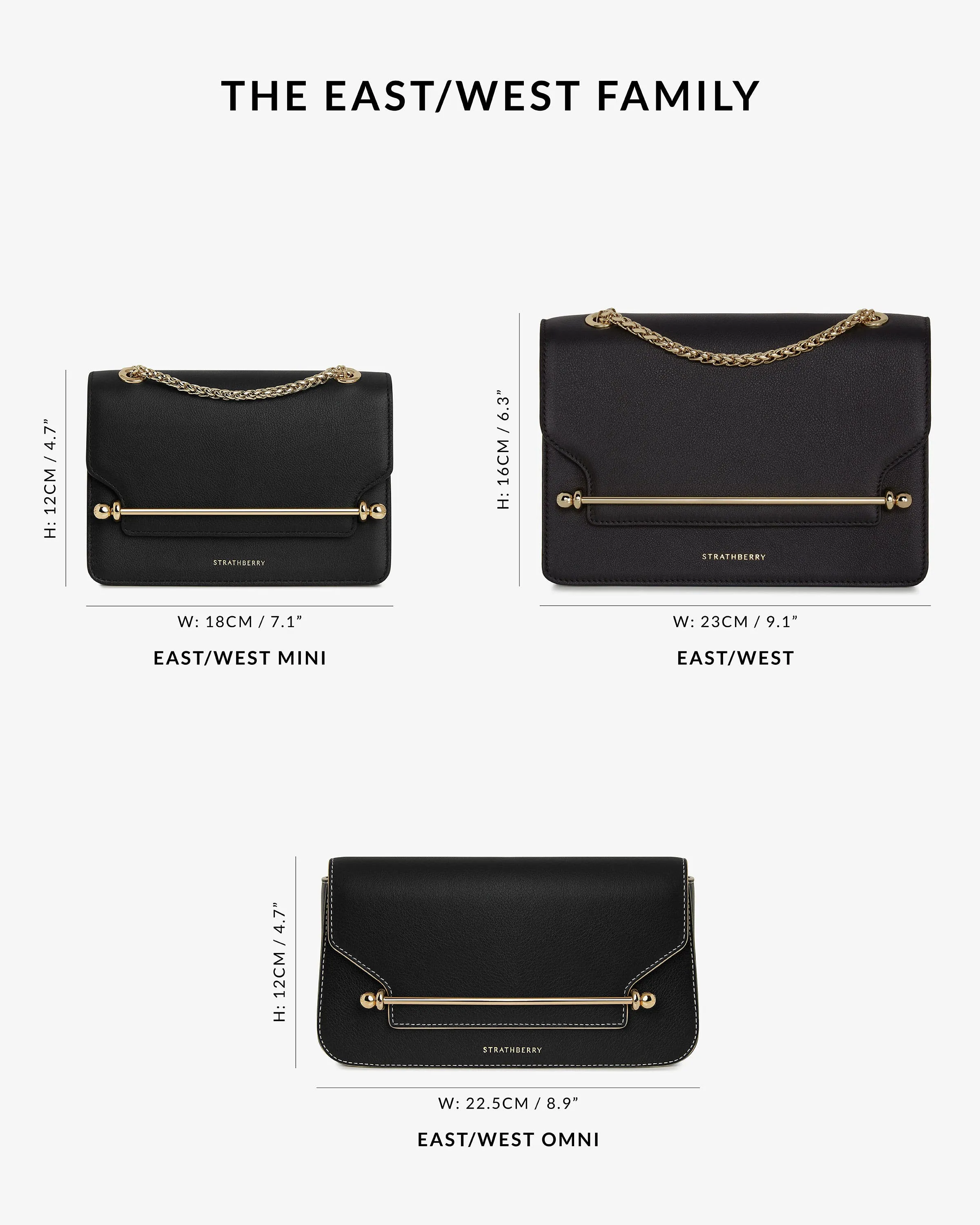 East/West Mini - Croc-Embossed Leather Black