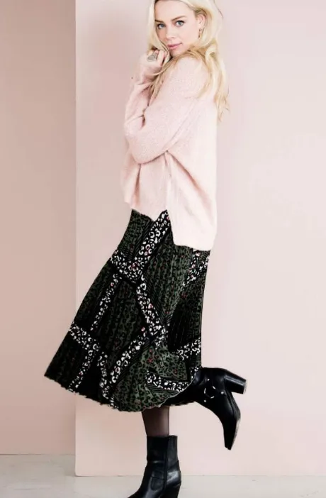 Esqualo - Emerald Animal Print Skirt