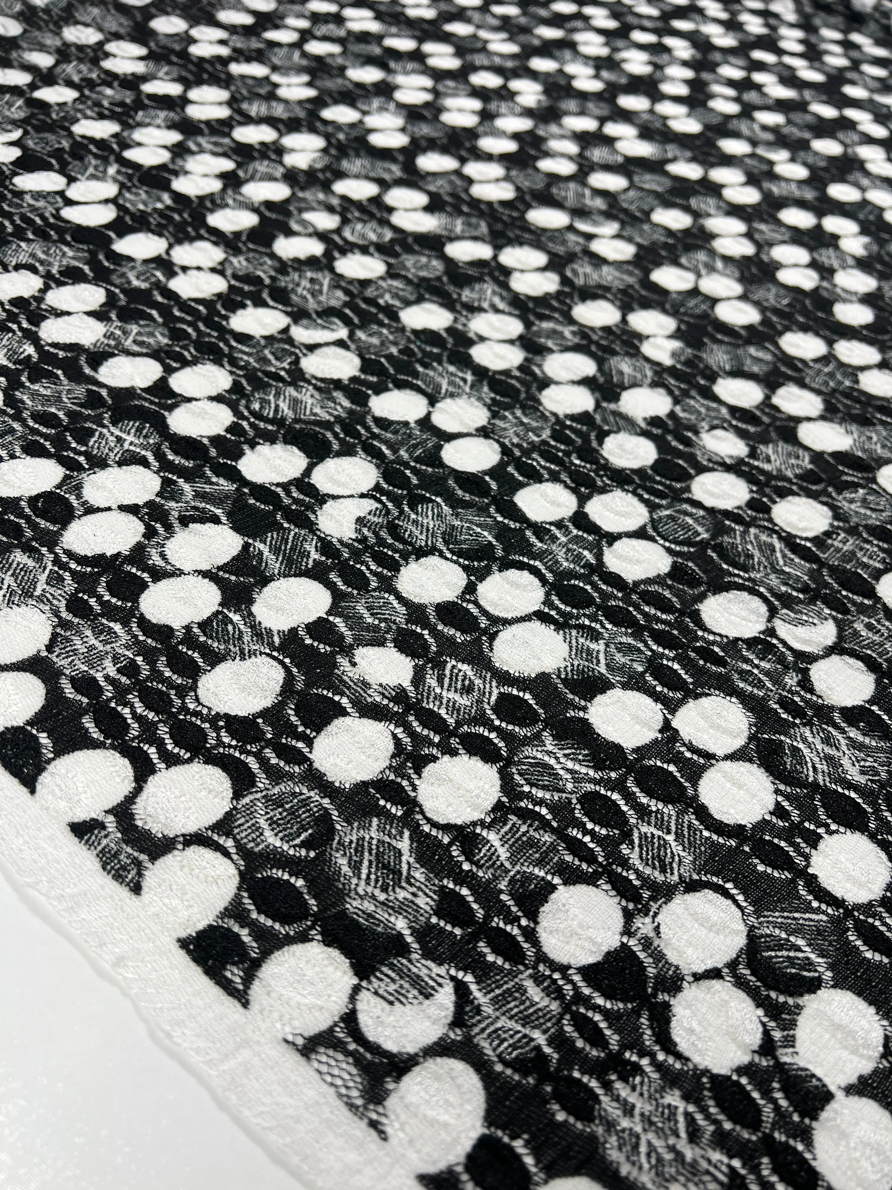 Evening Lace - Lemony - Black & White - 142cm