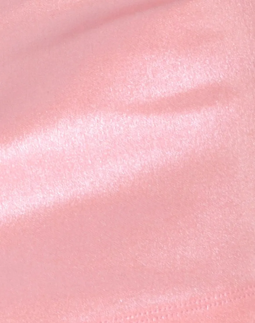 Ewi Mini Skirt in Metallic Shimmer Baby Pink