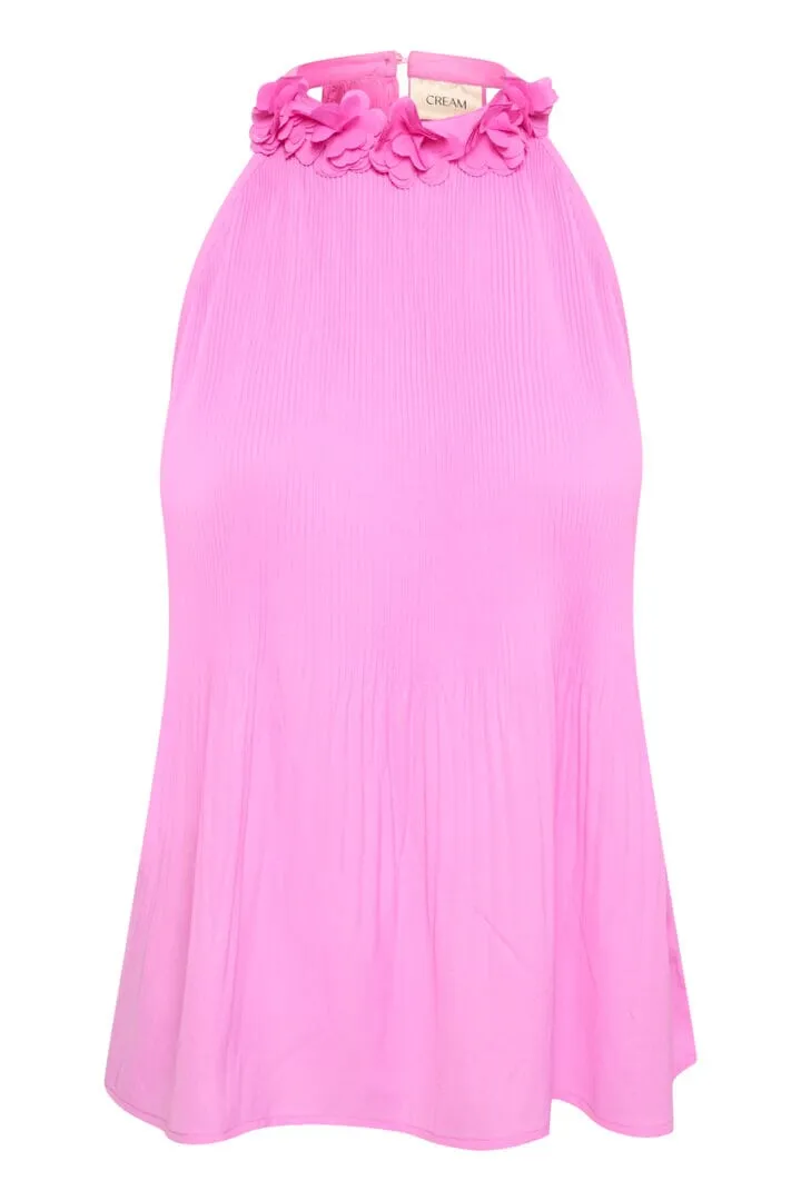 FLORAL HALTER NECK PINK TOP