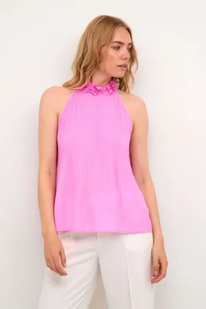 FLORAL HALTER NECK PINK TOP
