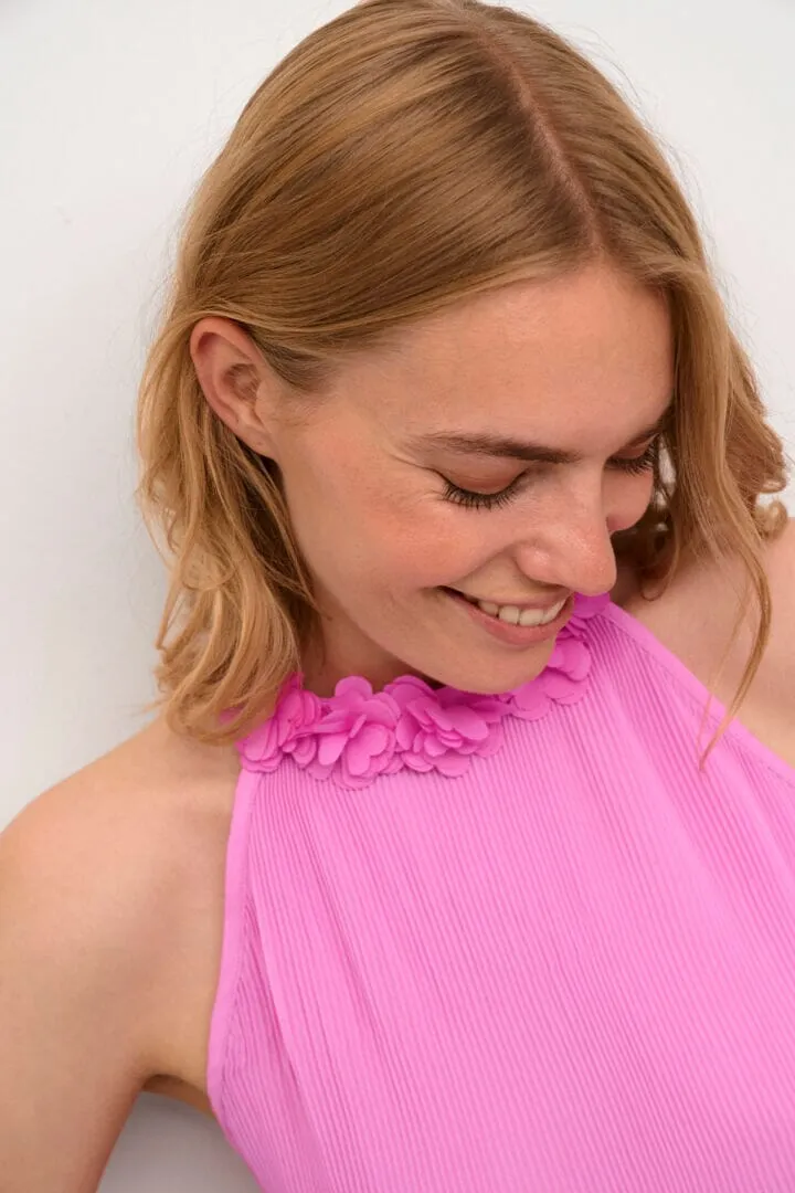 FLORAL HALTER NECK PINK TOP
