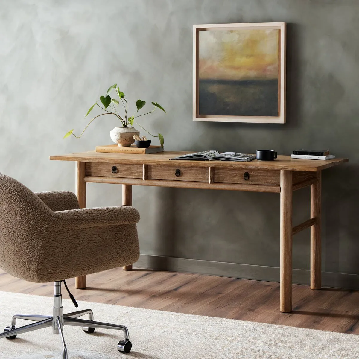 Four Hands Griffith Desk in Whitewash
