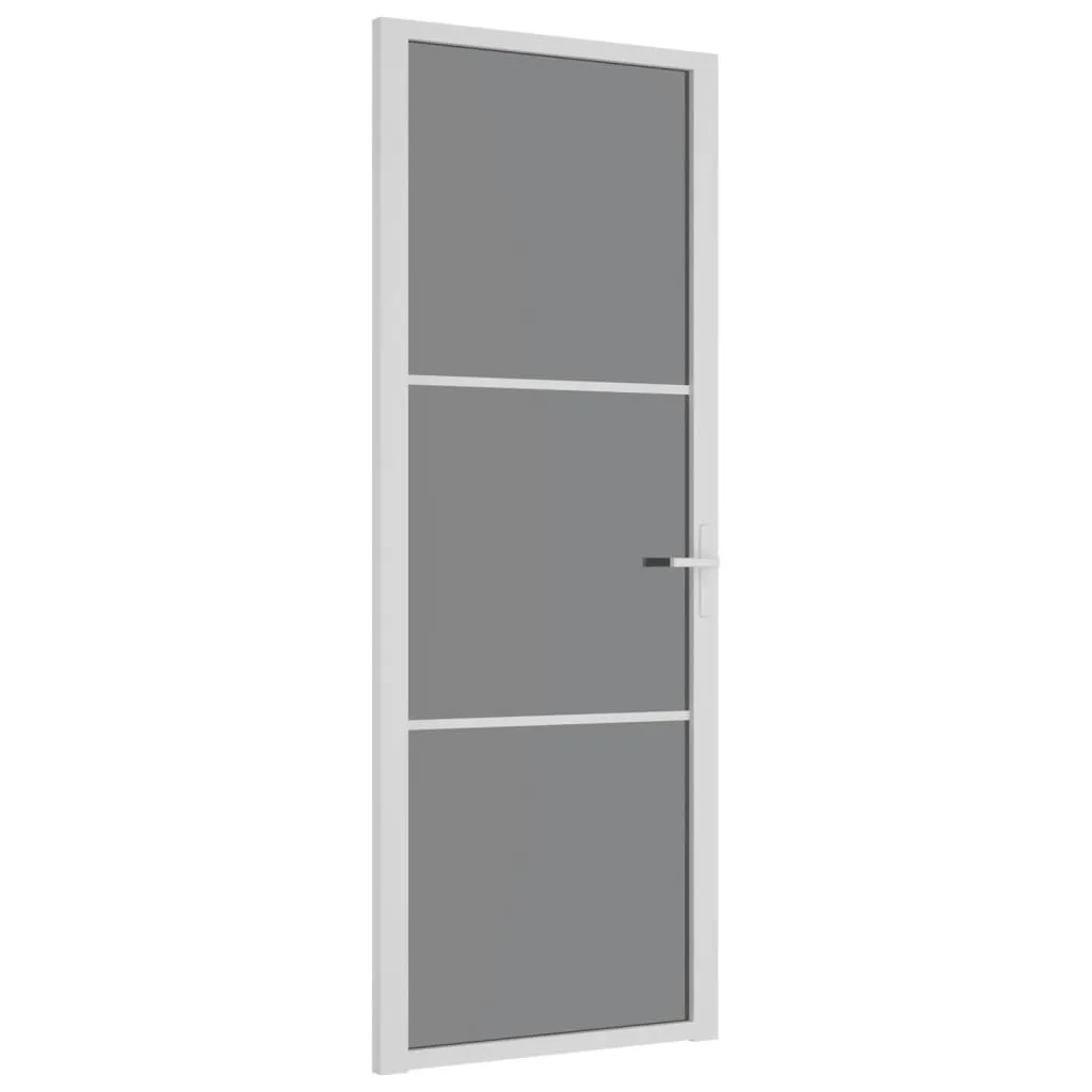 Interior Door 76x201.5 cm White ESG Glass and Aluminium