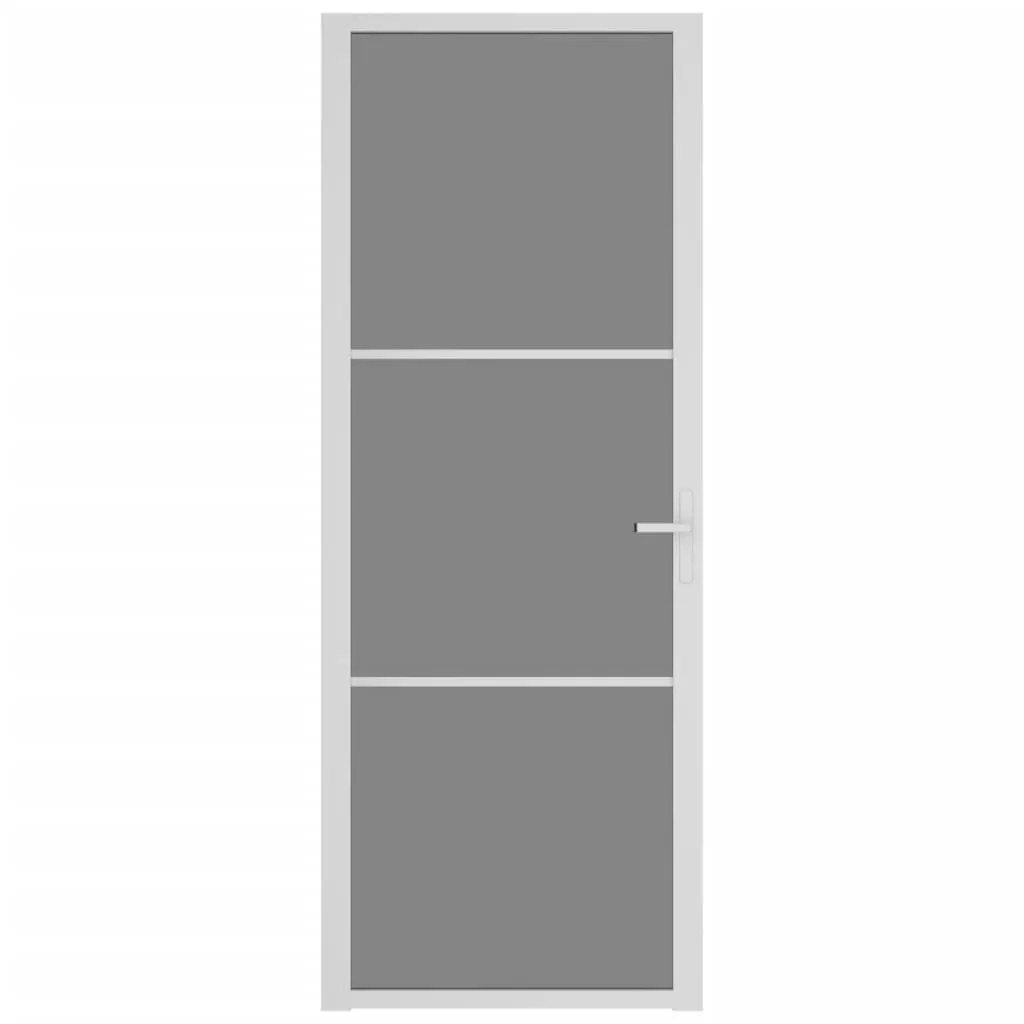 Interior Door 76x201.5 cm White ESG Glass and Aluminium