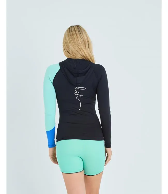 Jetpilot Pacer Womens Hooded Rashie (2025) - Black