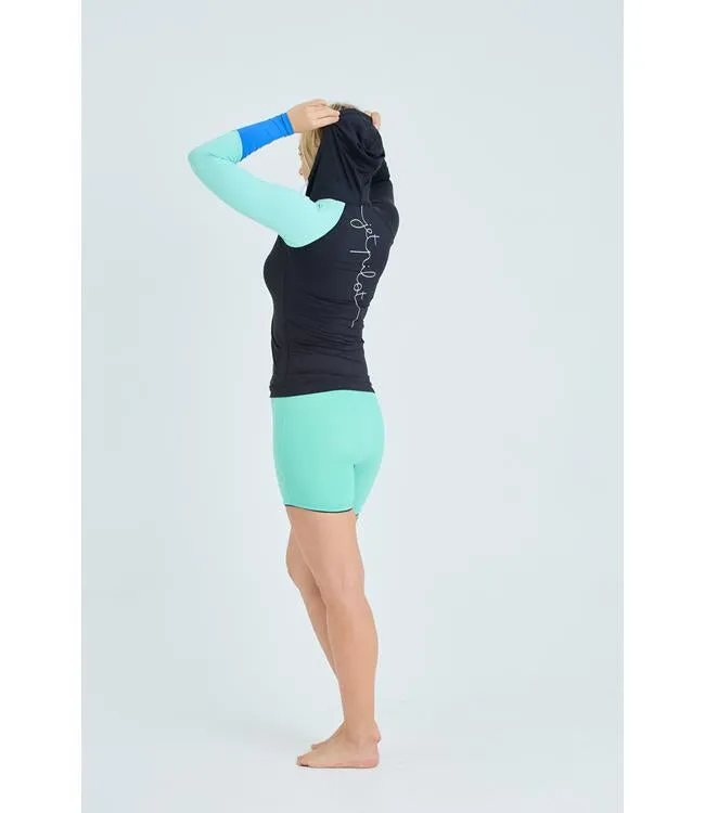 Jetpilot Pacer Womens Hooded Rashie (2025) - Black