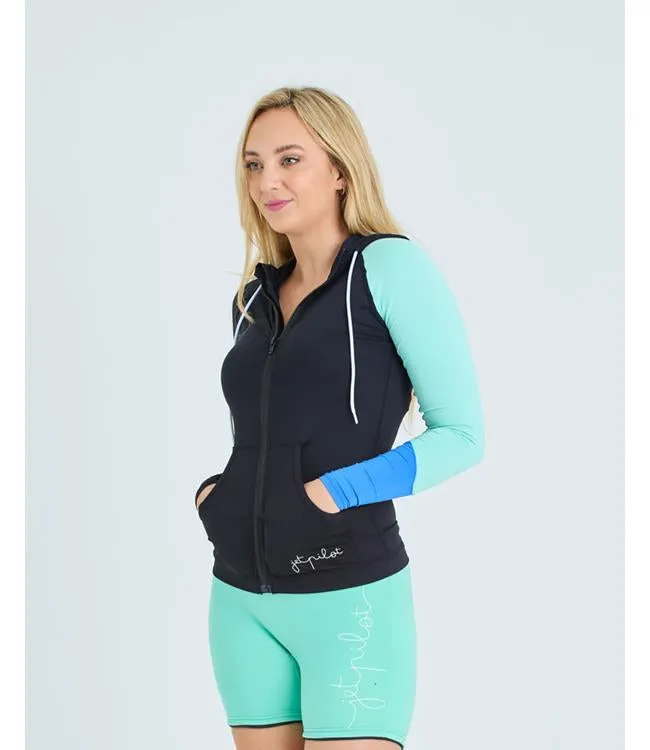 Jetpilot Pacer Womens Hooded Rashie (2025) - Black