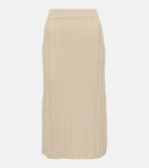 Leisure midi skirt in virgin wool chalk Max Mara, white