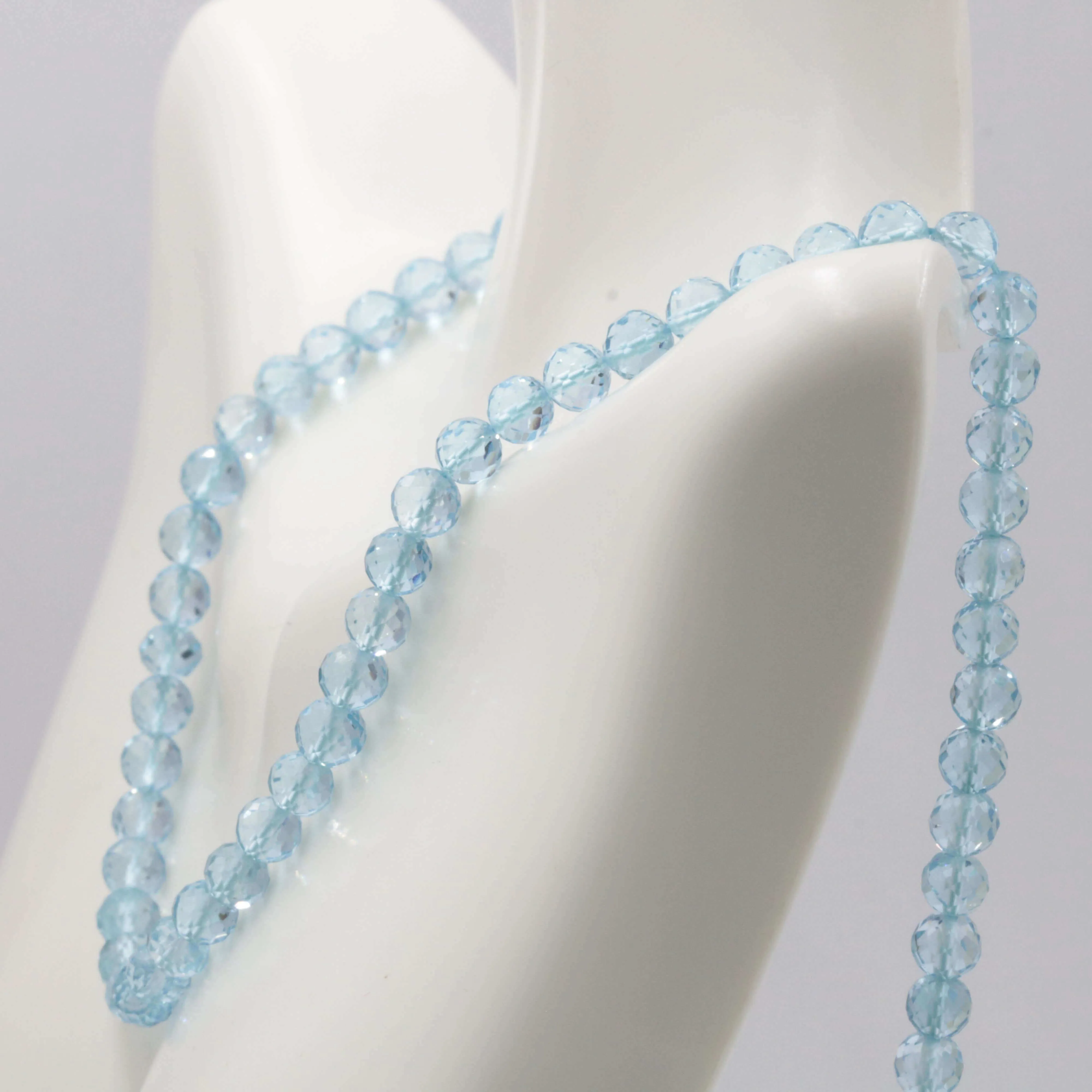 Light Blue Topaz Micro Faceted Gemstone Bead Necklace Blue Topaz Beaded Necklace November Birthstone Bead Necklace December Birthstone SKU 6142723