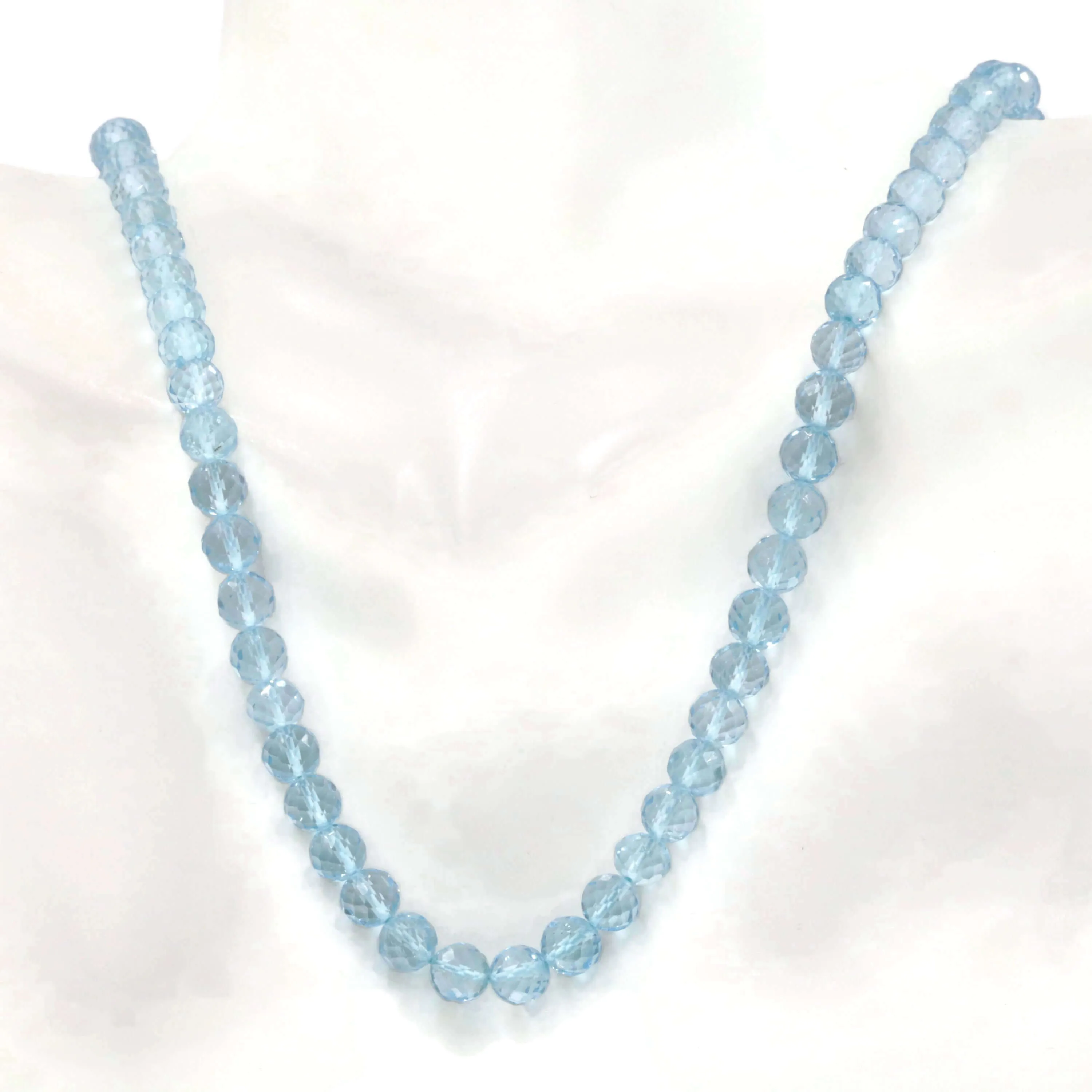 Light Blue Topaz Micro Faceted Gemstone Bead Necklace Blue Topaz Beaded Necklace November Birthstone Bead Necklace December Birthstone SKU 6142723