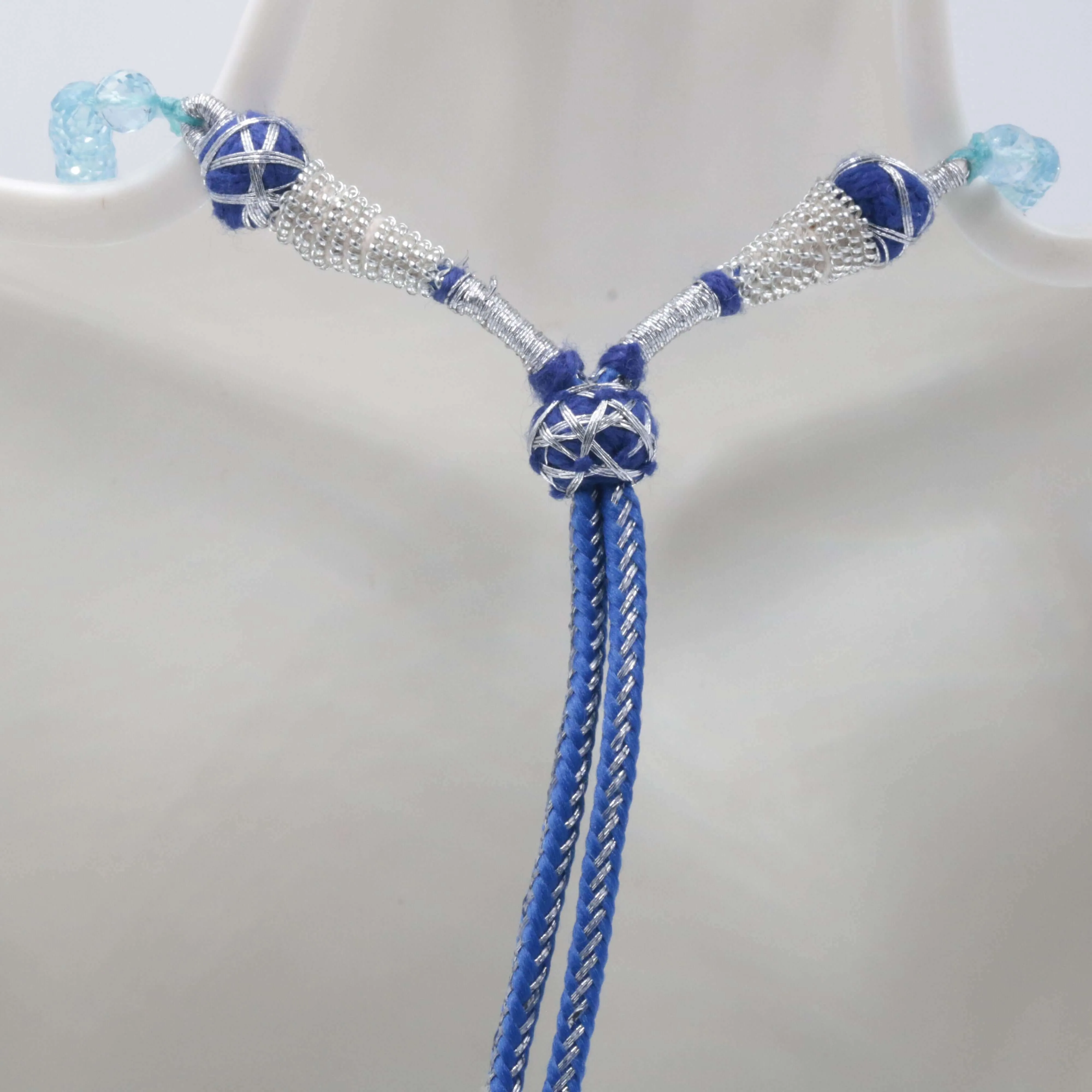 Light Blue Topaz Micro Faceted Gemstone Bead Necklace Blue Topaz Beaded Necklace November Birthstone Bead Necklace December Birthstone SKU 6142723