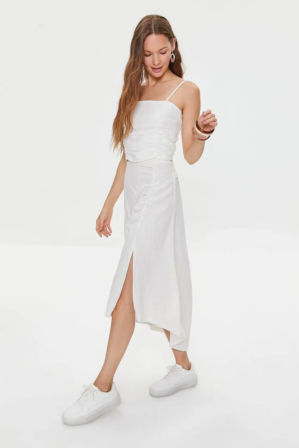 Linen skirt Kendall   Kylie Forever 21, white
