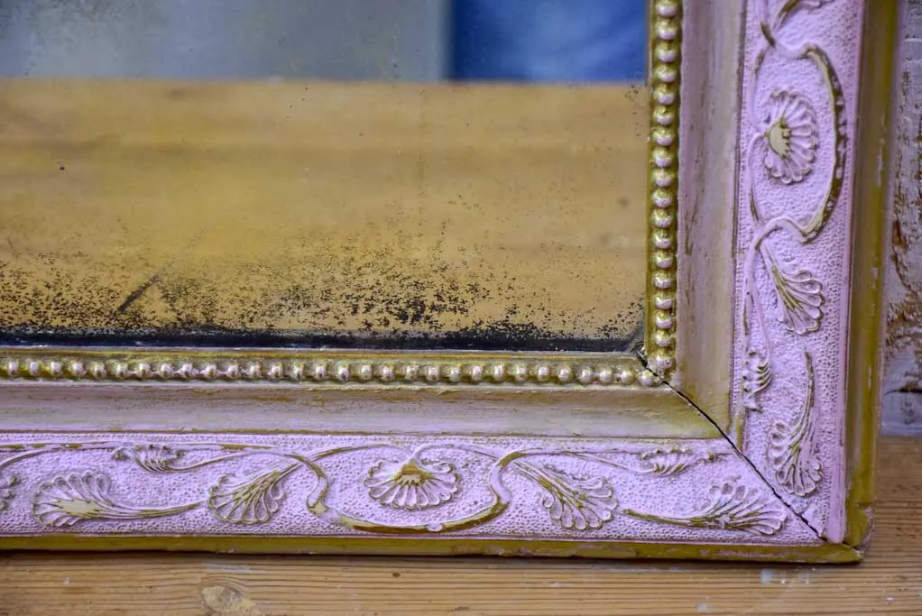 Louis Philippe mirror with pink frame - 19th Century 21¼" x 28¼"