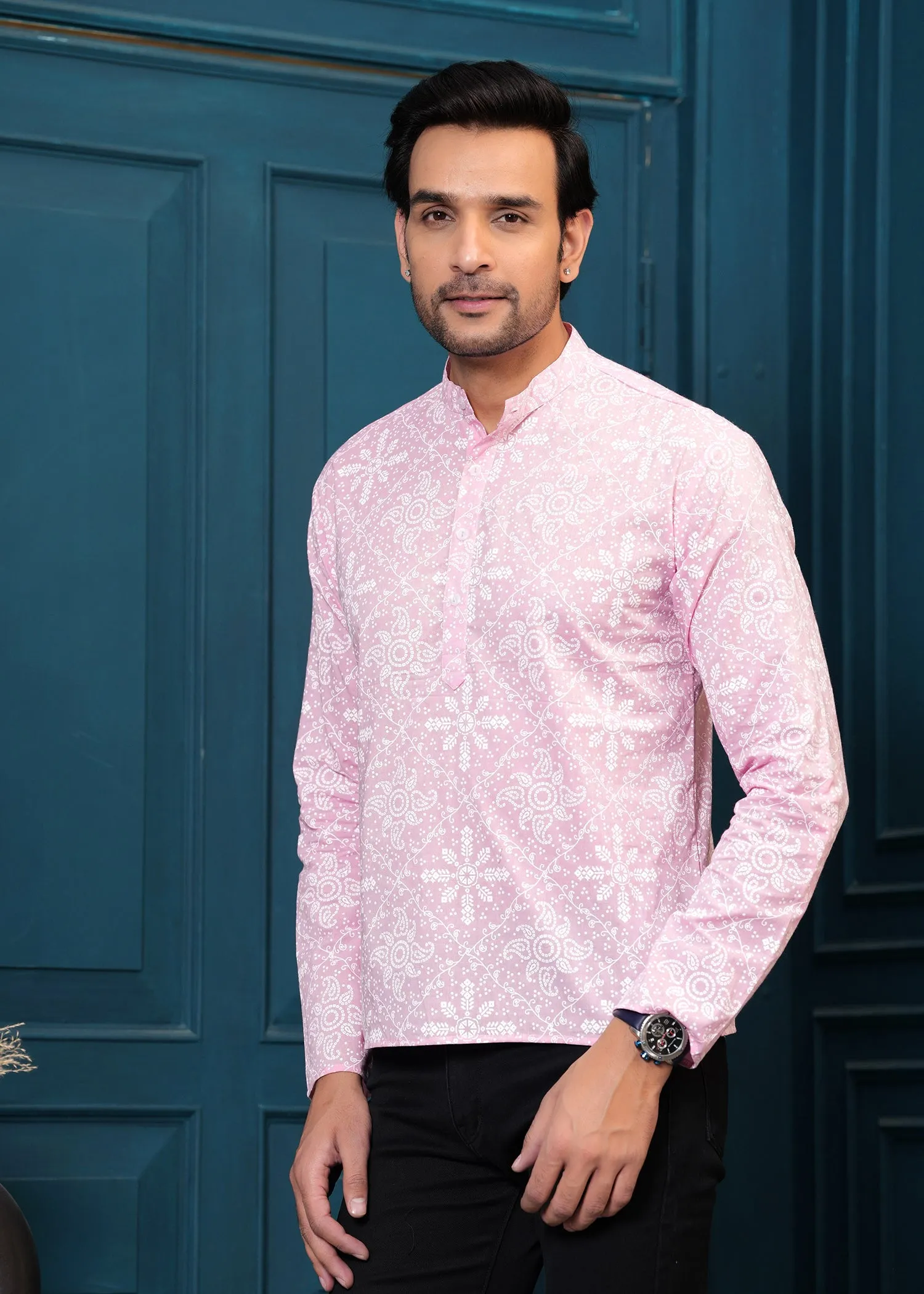 Men White Pure Cotton Solid Self Design Casual Shirt