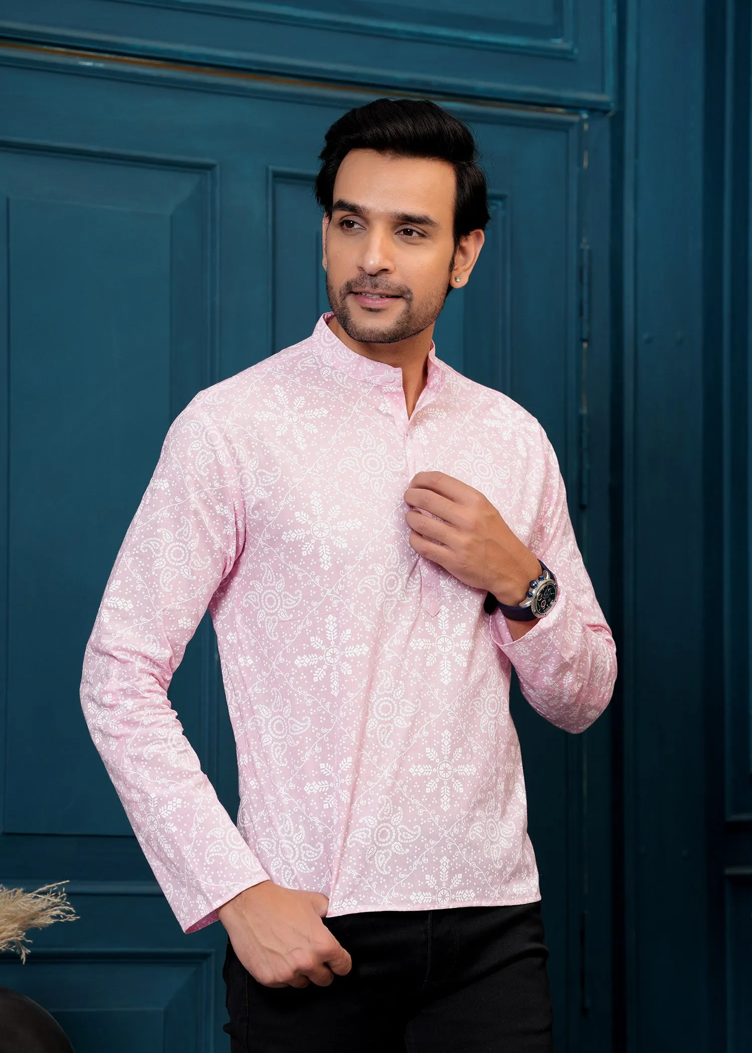 Men White Pure Cotton Solid Self Design Casual Shirt
