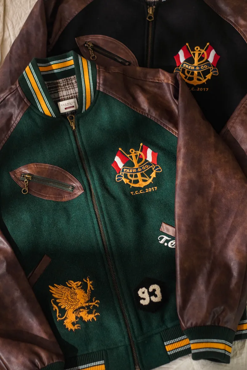 Men's Preppy Style Woolen Baseball Jacket