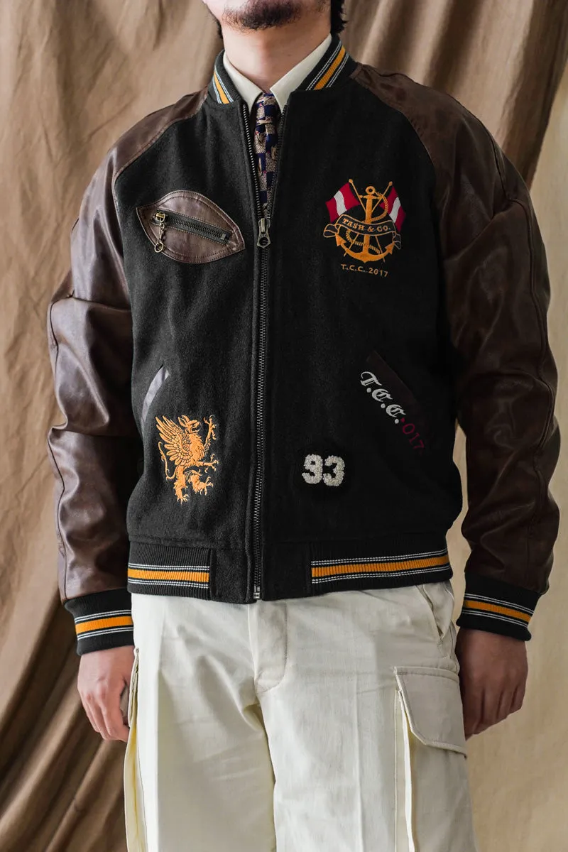 Men's Preppy Style Woolen Baseball Jacket